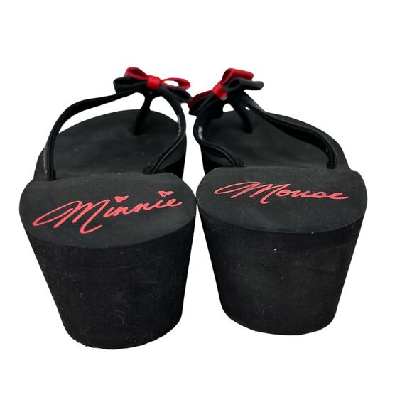 Disney Minnie Mouse Platform Wedge Thong Flip Flops Sandals 9 - Picture 4 of 12